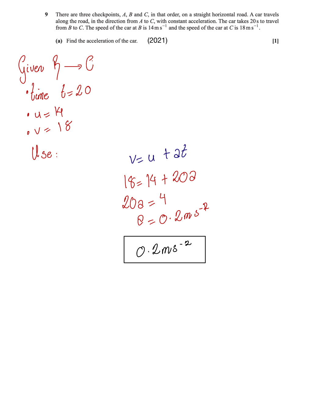 OCR-A A-Level Maths Mechanics – KINEMATICS FULLY WORKED SOLUTIONS (2018–2025)