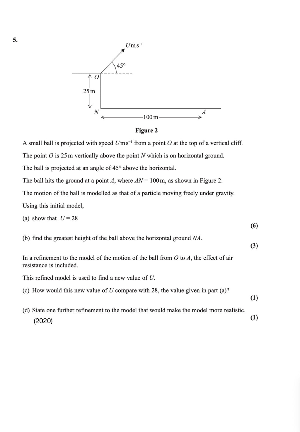 FREE Edexcel A-Level Maths Mechanics – Projectiles Past Paper Questions (2018–2025)