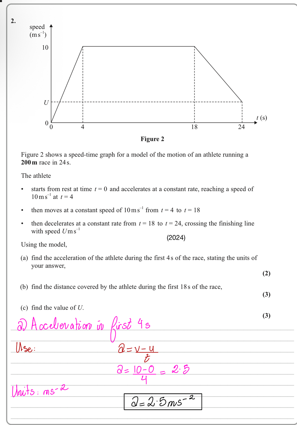 EDEXCEL A-Level Maths Mechanics – KINEMATICS FULLY WORKED SOLUTIONS