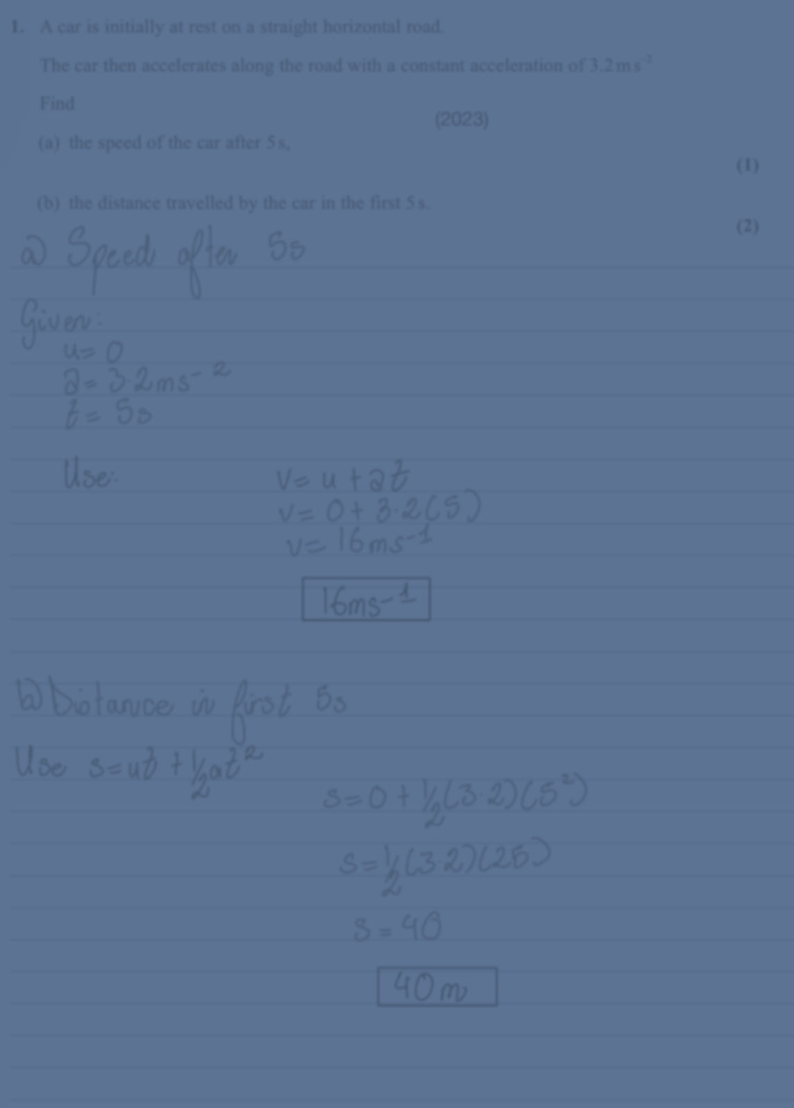 EDEXCEL A-Level Maths Mechanics – KINEMATICS FULLY WORKED SOLUTIONS